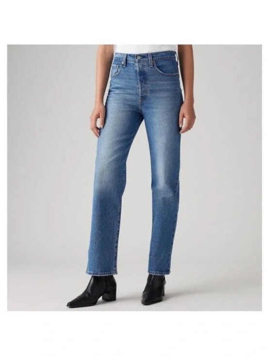 Levi's Denim - LEVI’S womens JEANS button-fly RIBCAGE straight ANKLE blue DENIM SIZE 24